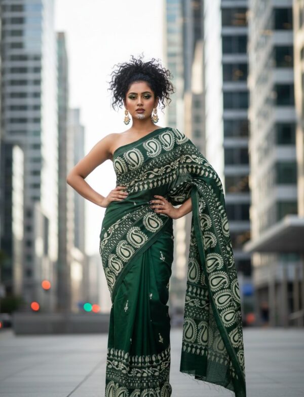 Emerald Calm, Paisley Grace (Pure Silk Saree)